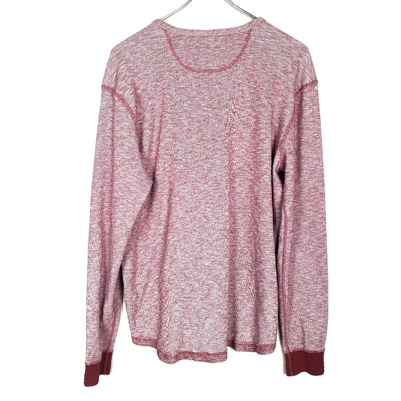 LUCKY BRAND Men's Red & White Space Dye Long Sleeve Buttoned Pull Over Size: XL - Picture 6 of 7